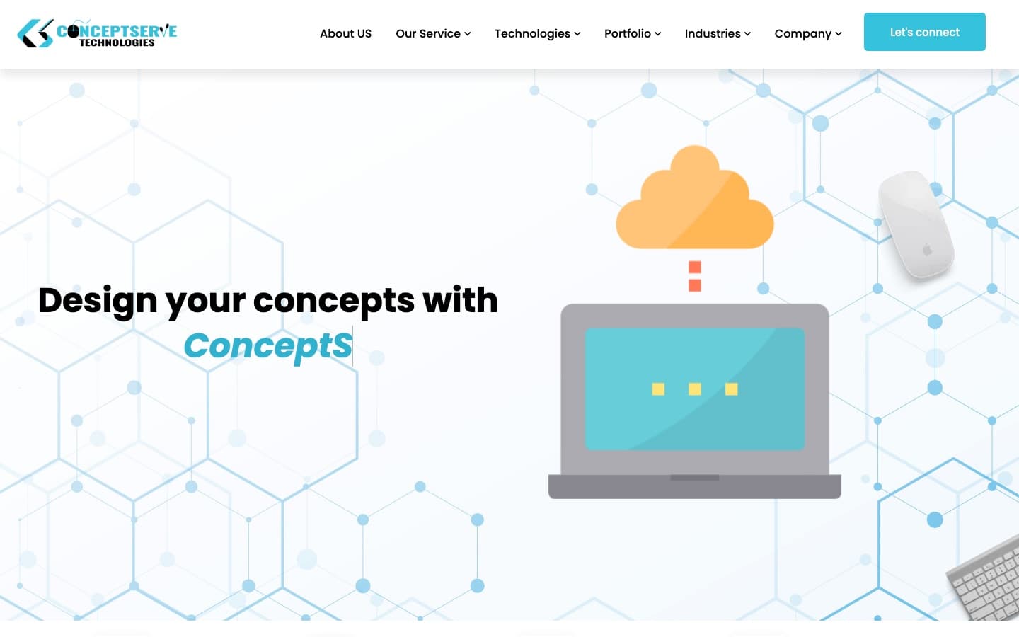 ConceptServe Technologies homepage, a corporate platform built by Bitecodes