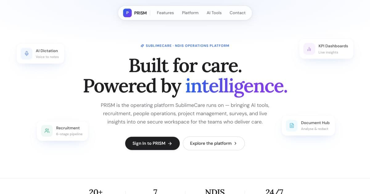 Live preview of https://prism.sublimecare.com.au