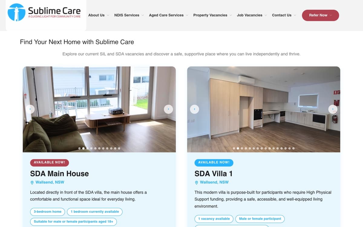 Live preview of https://sublimecare.com.au